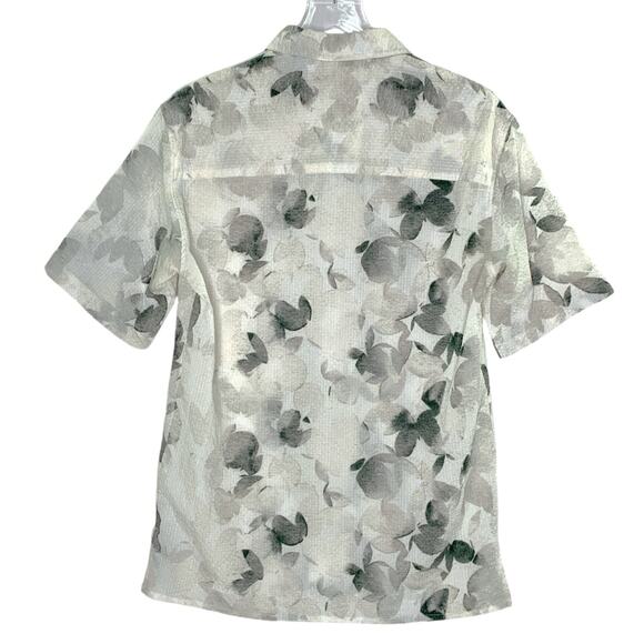 Zara S Mens Gray Resort Shirt Floral Abstract Pattern Short Sleeves - Picture 2 of 10
